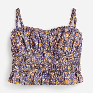 J.Crew Cinched-waist cotton poplin tank top in midnight floral